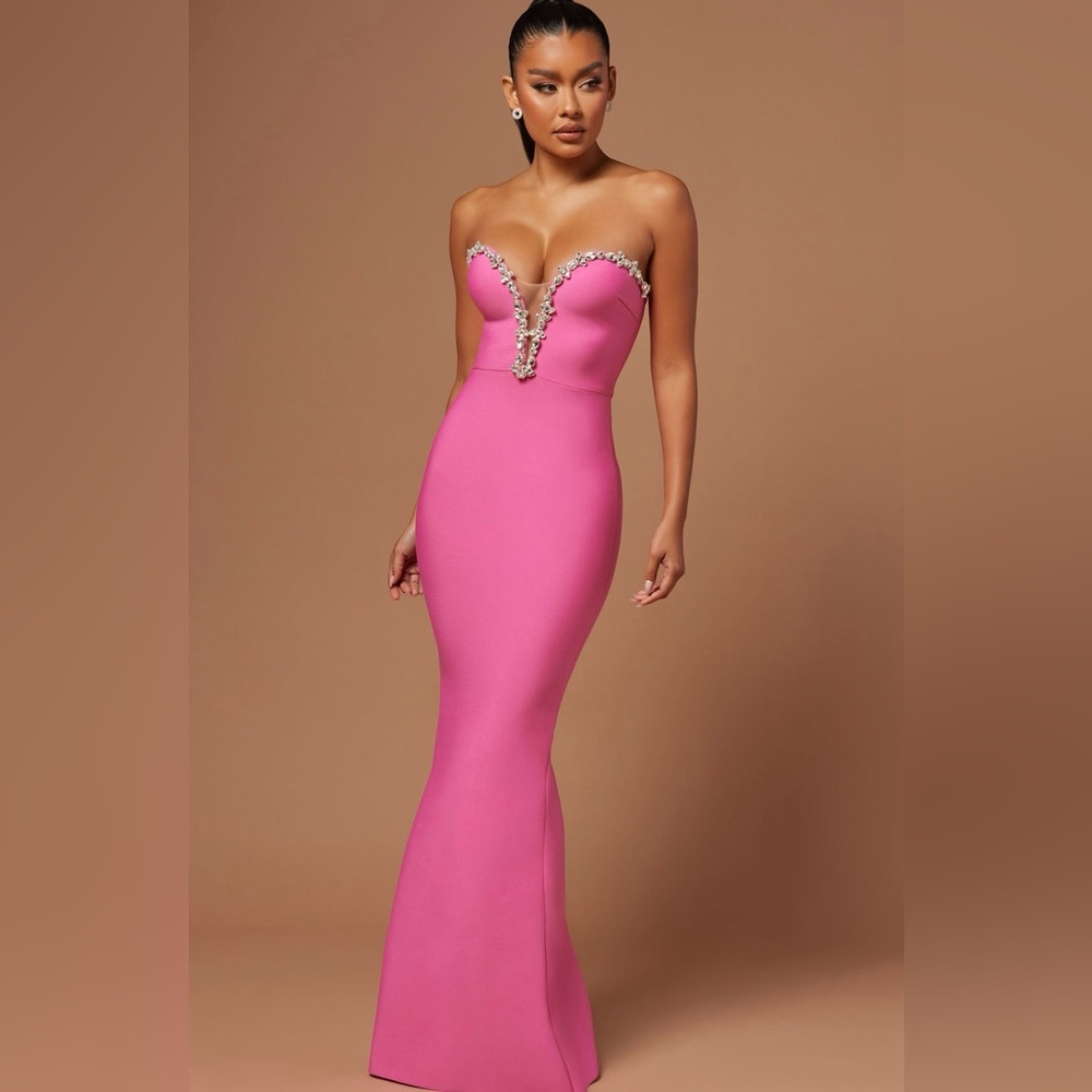 Fashion Nova- Odessa Embellished Bandage Gown